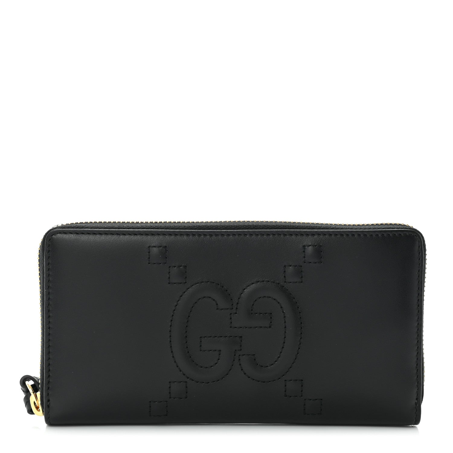 Gucci Apollo Calfskin GG Dadini Embroidered Zip Around Wallet Black 1 of 9