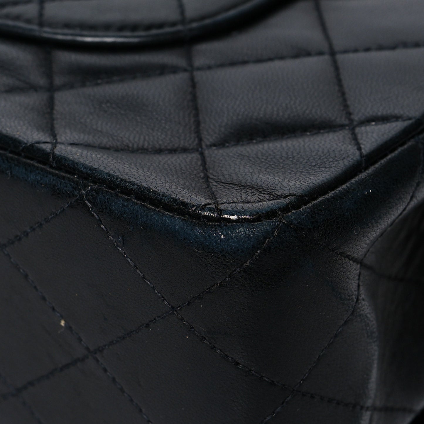 Lambskin Quilted Medium Double Flap Black