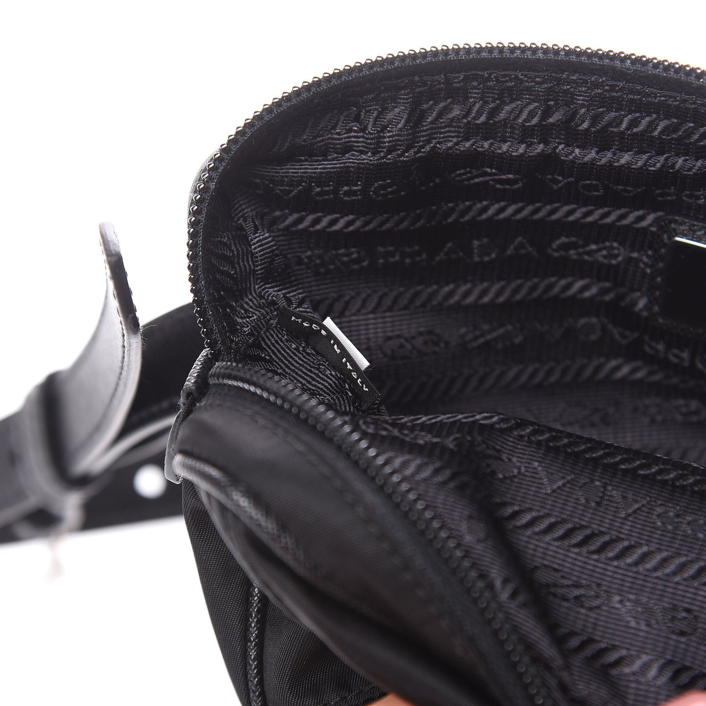 Tessuto Nylon Saffiano Belt Bag Black