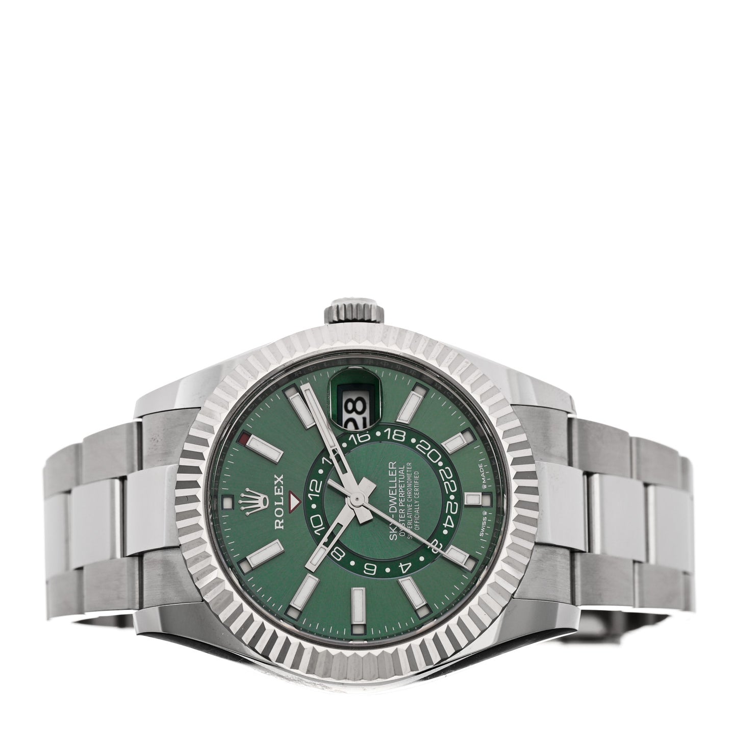 Stainless Steel 18K White Gold 42mm Oyster Perpetual Sky-Dweller Watch Mint Green 336934