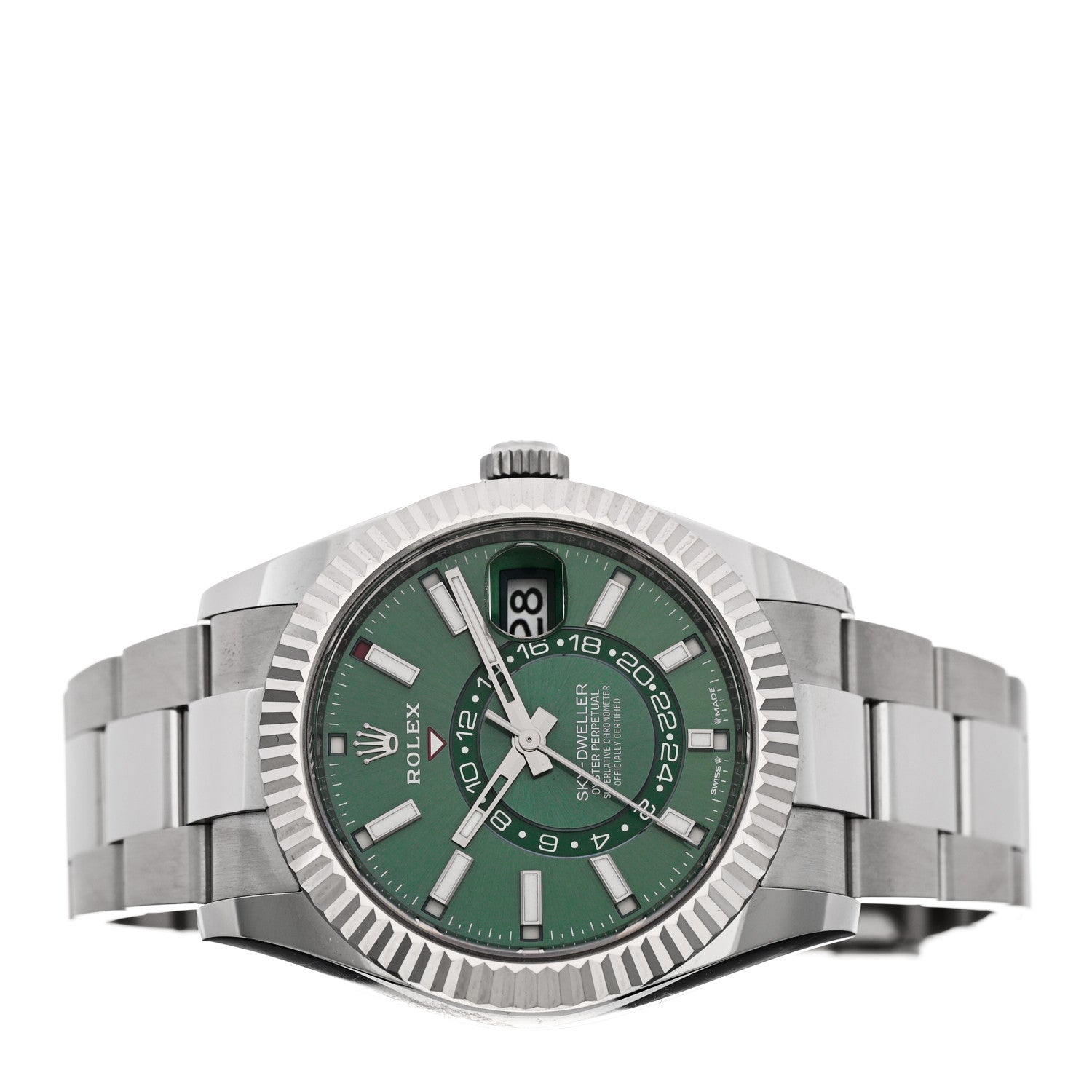 Rolex Stainless Steel 18K White Gold 42mm Oyster Perpetual Sky-Dweller Watch Mint Green 336934 2 of 5
