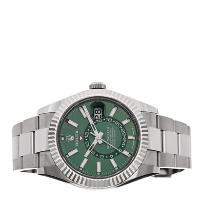Rolex Stainless Steel 18K White Gold 42mm Oyster Perpetual Sky-Dweller Watch Mint Green 336934 2 of 5