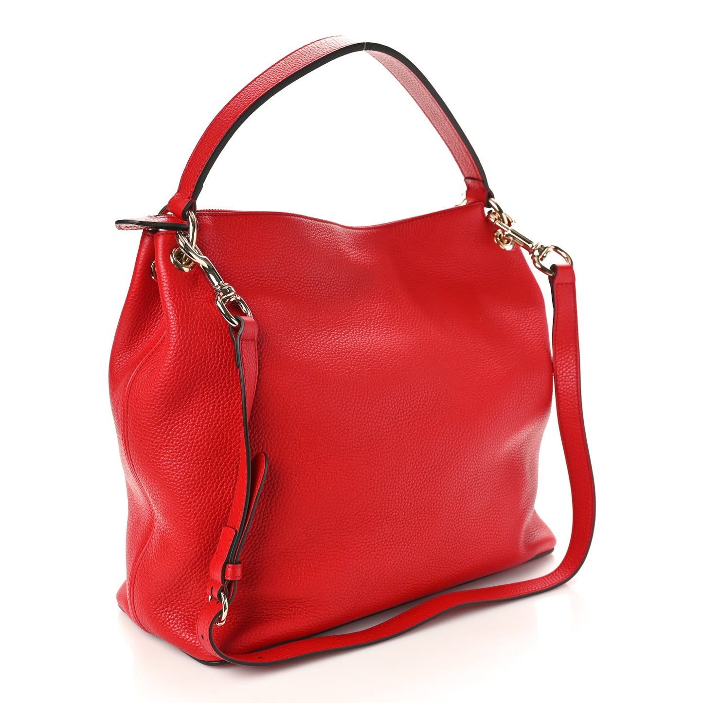Pebbled Calfskin Large Soho Hobo Tabasco Red