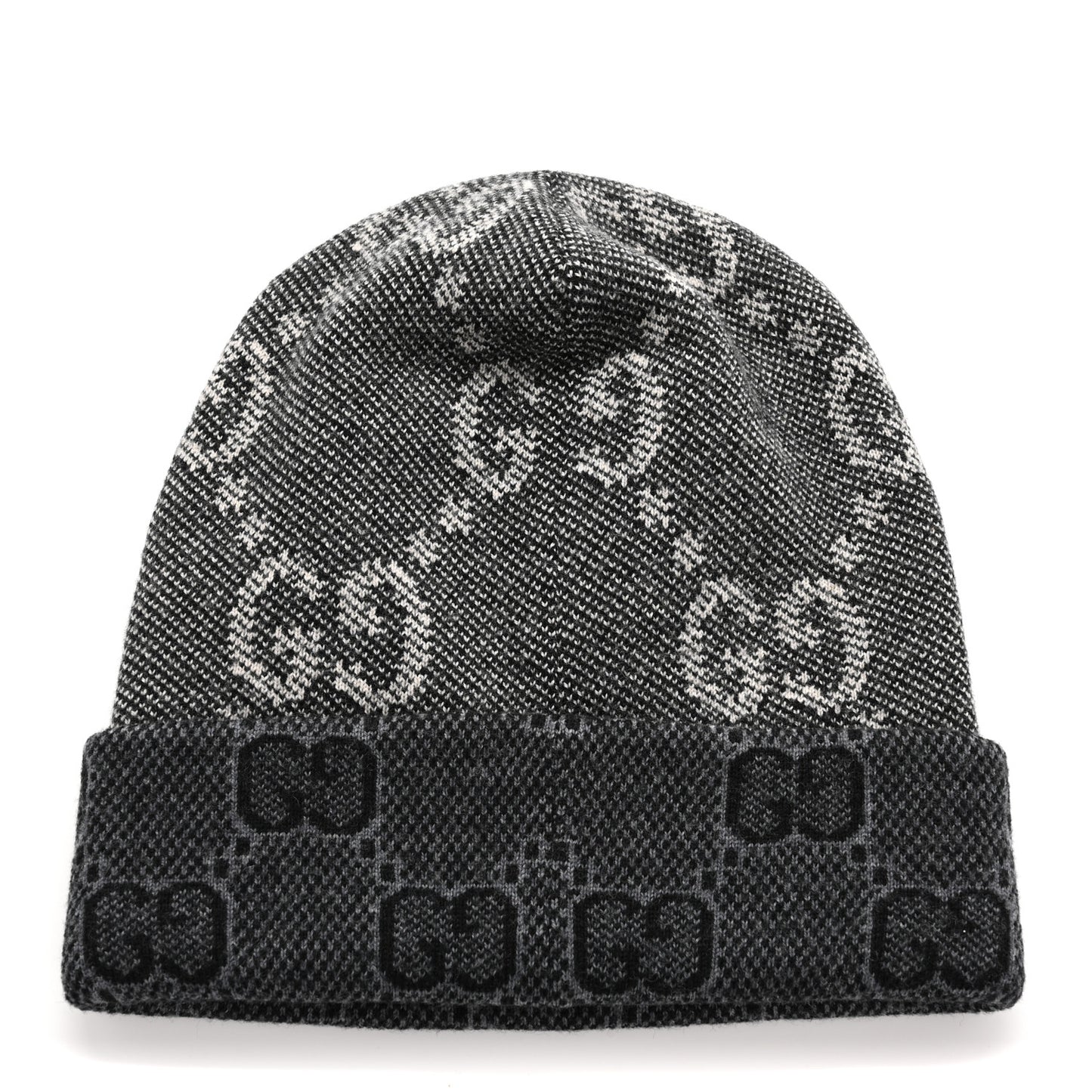 Wool Monogram Doubly G Beanie Hat L Black Dark Grey