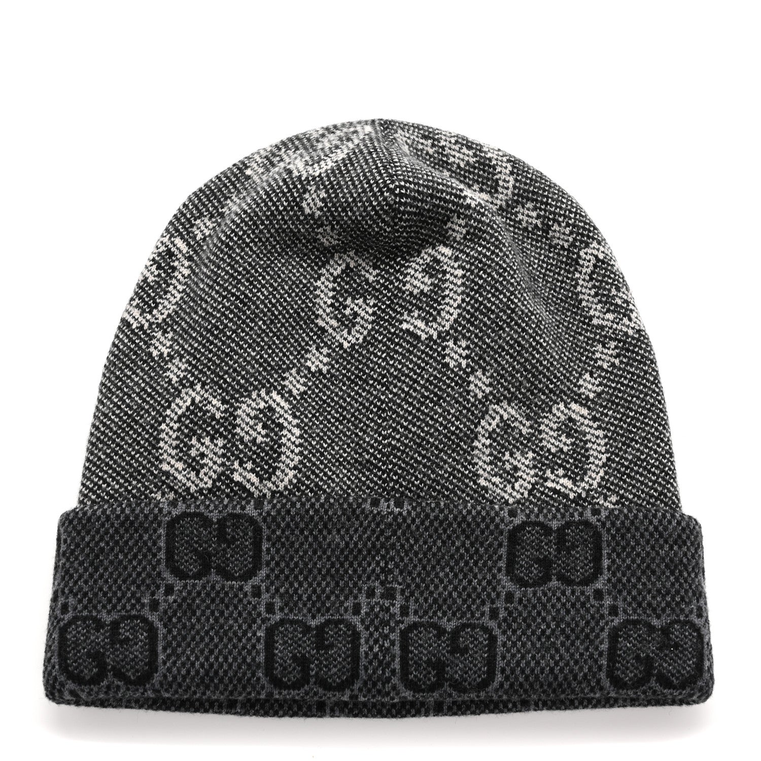 Gucci Wool Monogram Doubly G Beanie Hat L Black Dark Grey 3 of 5