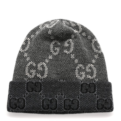 Gucci Wool Monogram Doubly G Beanie Hat L Black Dark Grey 3 of 5