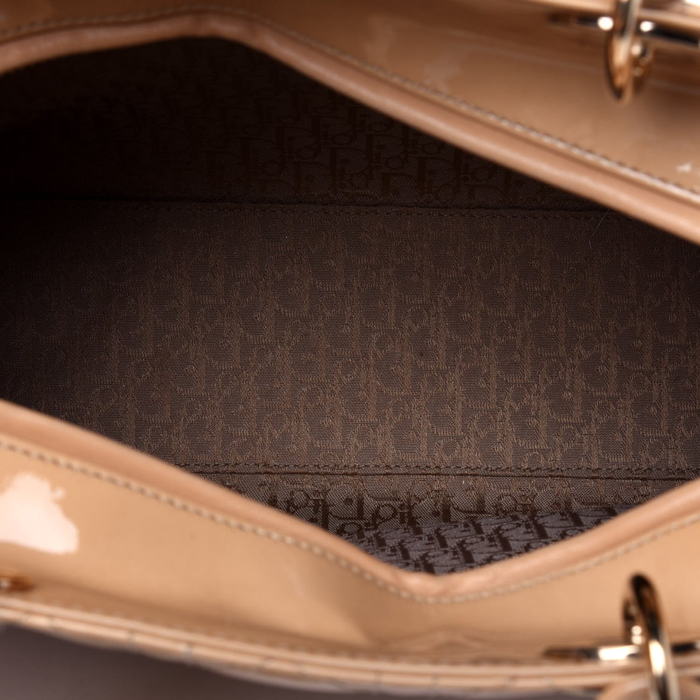 Patent Cannage Large Lady Dior Beige