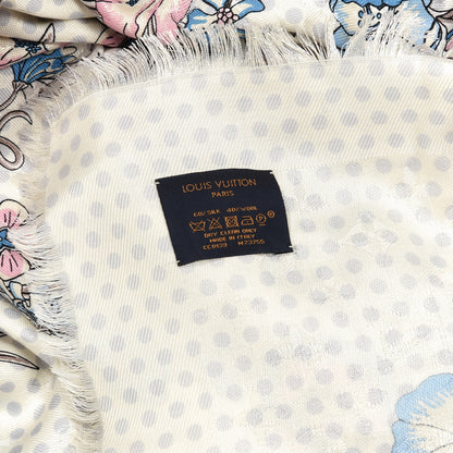 Louis Vuitton Silk Wool Monogram Flower Shawl Beige 3 of 3