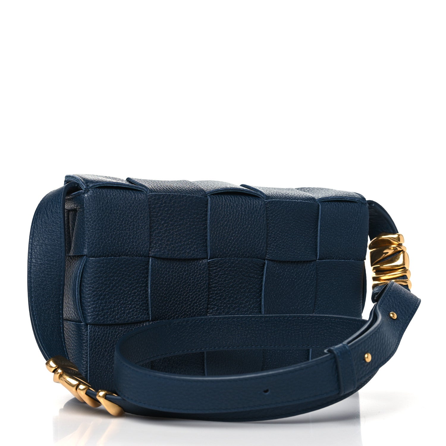 Bottega Veneta Grained Calfskin Maxi Intrecciato Cassette Crossbody Bag Deep Blue 3 of 11