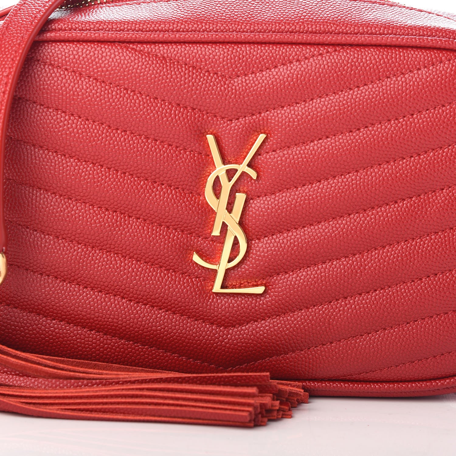 Saint Laurent Grain De Poudre Matelasse Monogram Mini Lou Camera Bag Eros Red 7 of 9