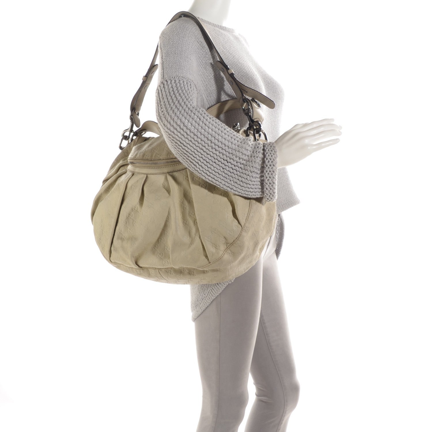 Gucci Guccissima Medium Icon Bit Shoulder Bag Off White 2 of 8