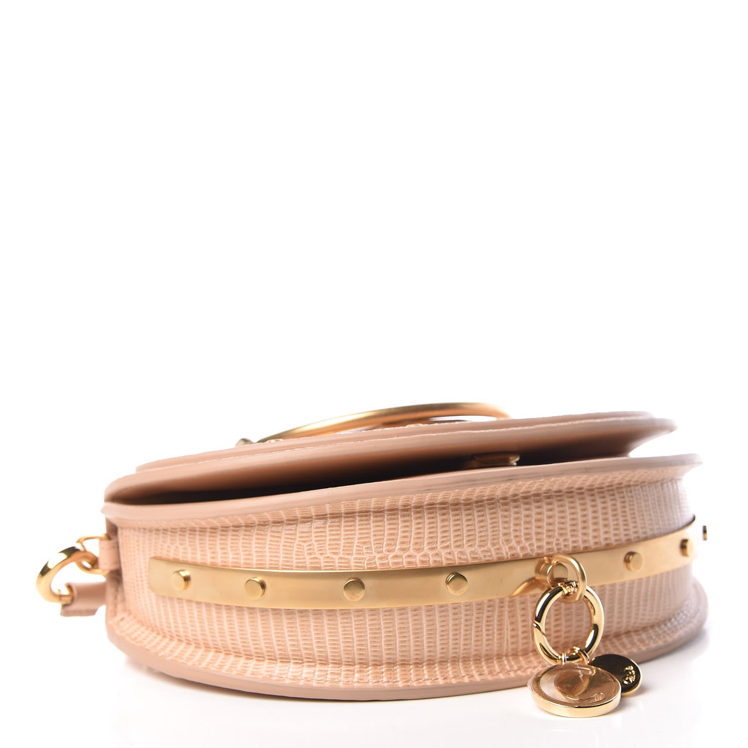 Chloe Calfskin Lizard Embossed Nile Bracelet Minaudiere Bag Pink 4 of 9