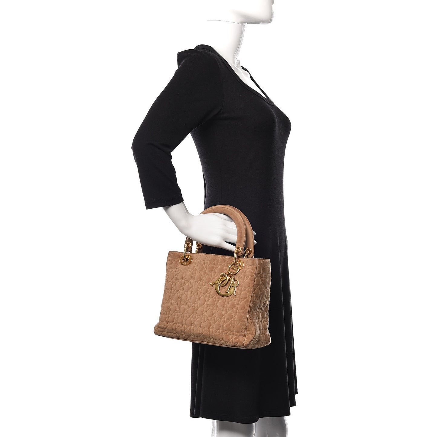Nylon Cannage Medium Lady Dior Beige