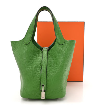 Hermes Taurillon Clemence Picotin Lock 18 PM Vert Yucca 13 of 13