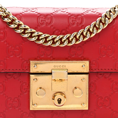 Gucci Guccissima Small Padlock Shoulder Bag Hibiscus Red 8 of 12