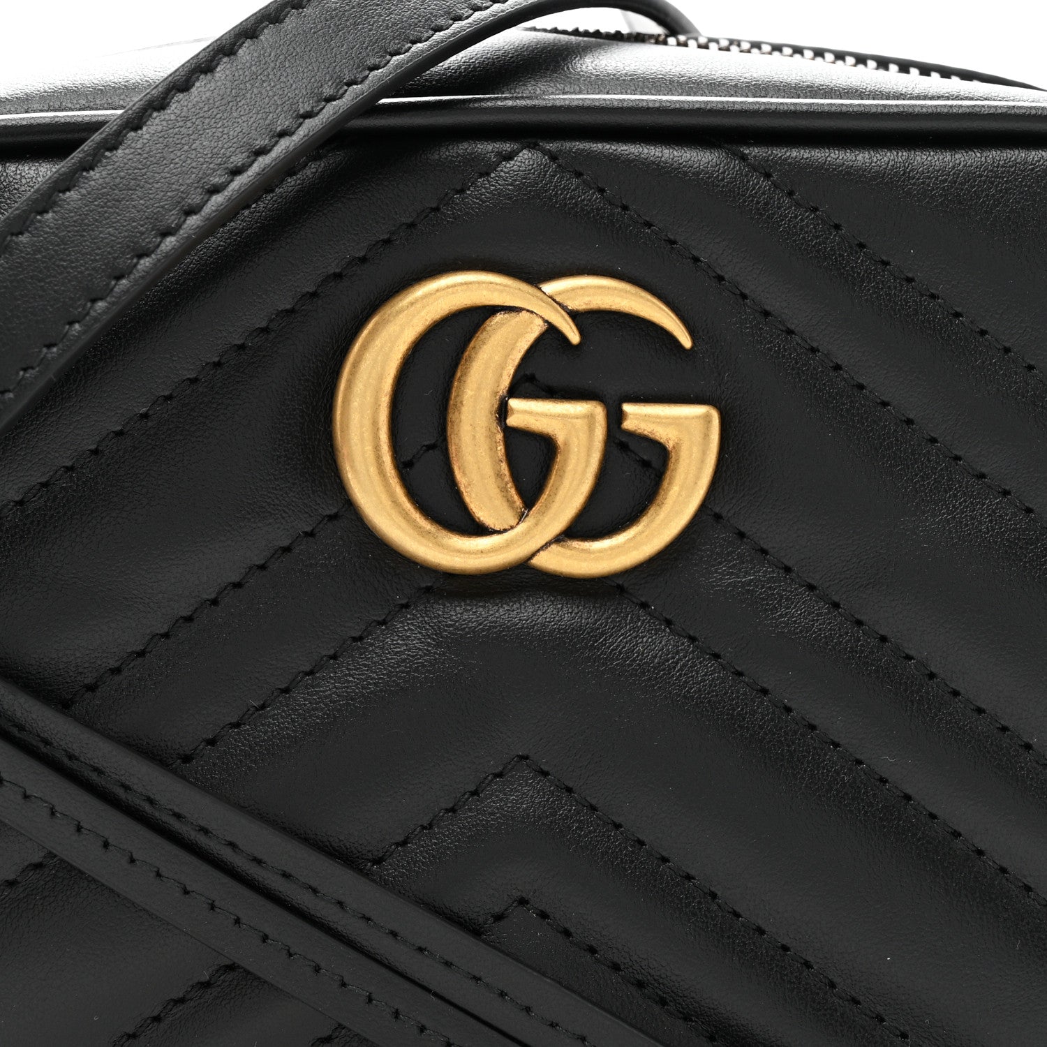 Gucci Calfskin Matelasse Mini GG Marmont Chain Shoulder Bag Black 8 of 12