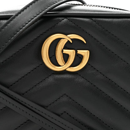 Gucci Calfskin Matelasse Mini GG Marmont Chain Shoulder Bag Black 8 of 12