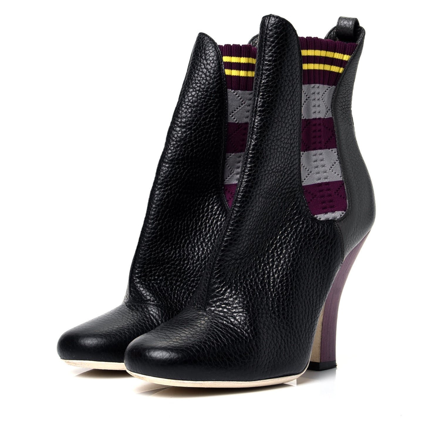 Calfskin Stretch Fabric Marie Antoinette Sock Booties 38.5 Black