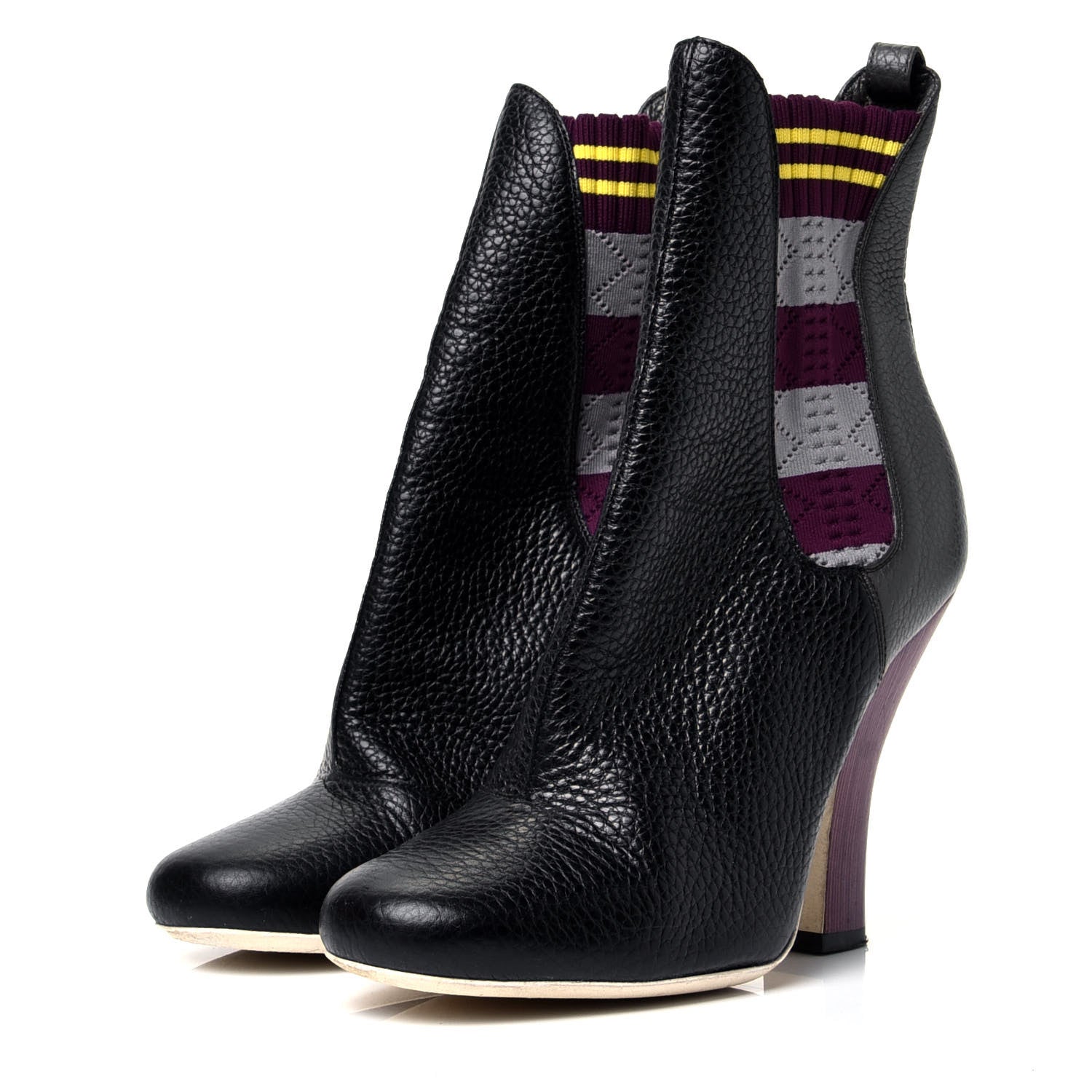 Fendi Calfskin Stretch Fabric Marie Antoinette Sock Booties 38.5 Black 4 of 9