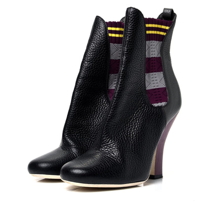 Fendi Calfskin Stretch Fabric Marie Antoinette Sock Booties 38.5 Black 4 of 9