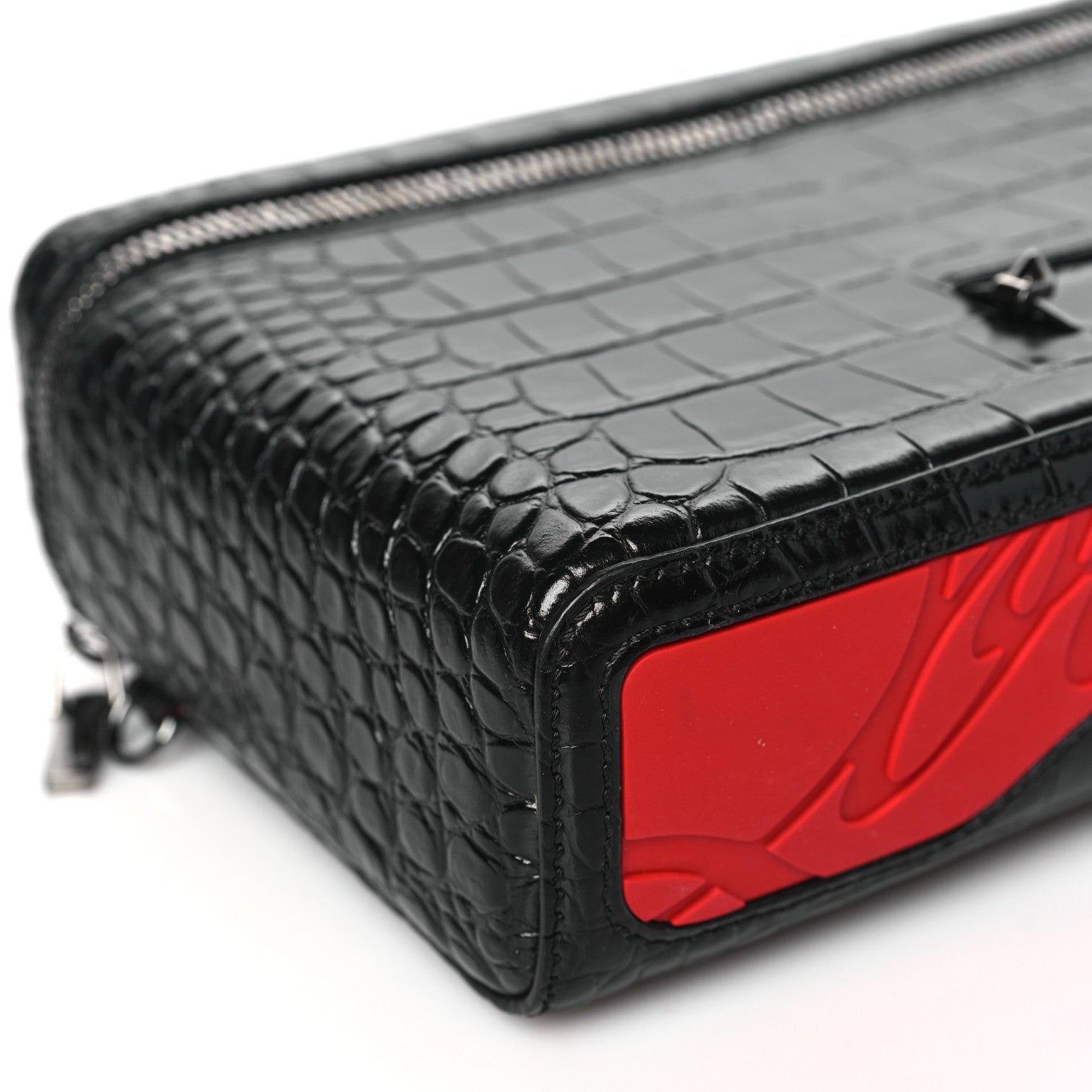 Christian Louboutin Crocodile Embossed Calfskin Kypipouch Travel Toiletry Case Black 7 of 10
