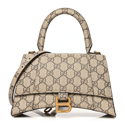 Balenciaga X GUCCI GG Supreme Monogram Small Hourglass Top Handle Bag Beige Ebony 1 of 11