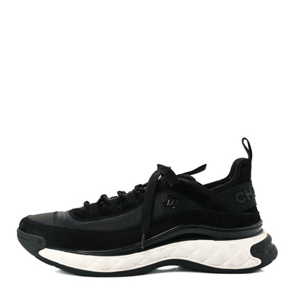 Chanel Velvet Calfskin Mixed Fibers CC Sneakers 41.5 Black 1 of 11
