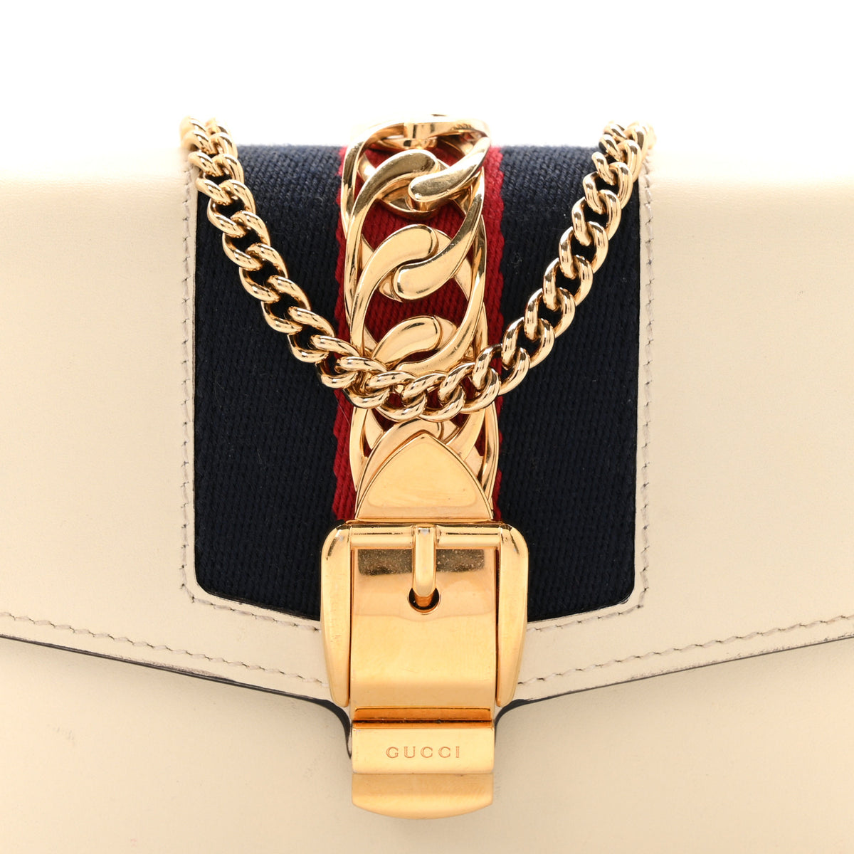 Gucci Calfskin Super Mini Sylvie Chain Shoulder Bag White 8 of 10
