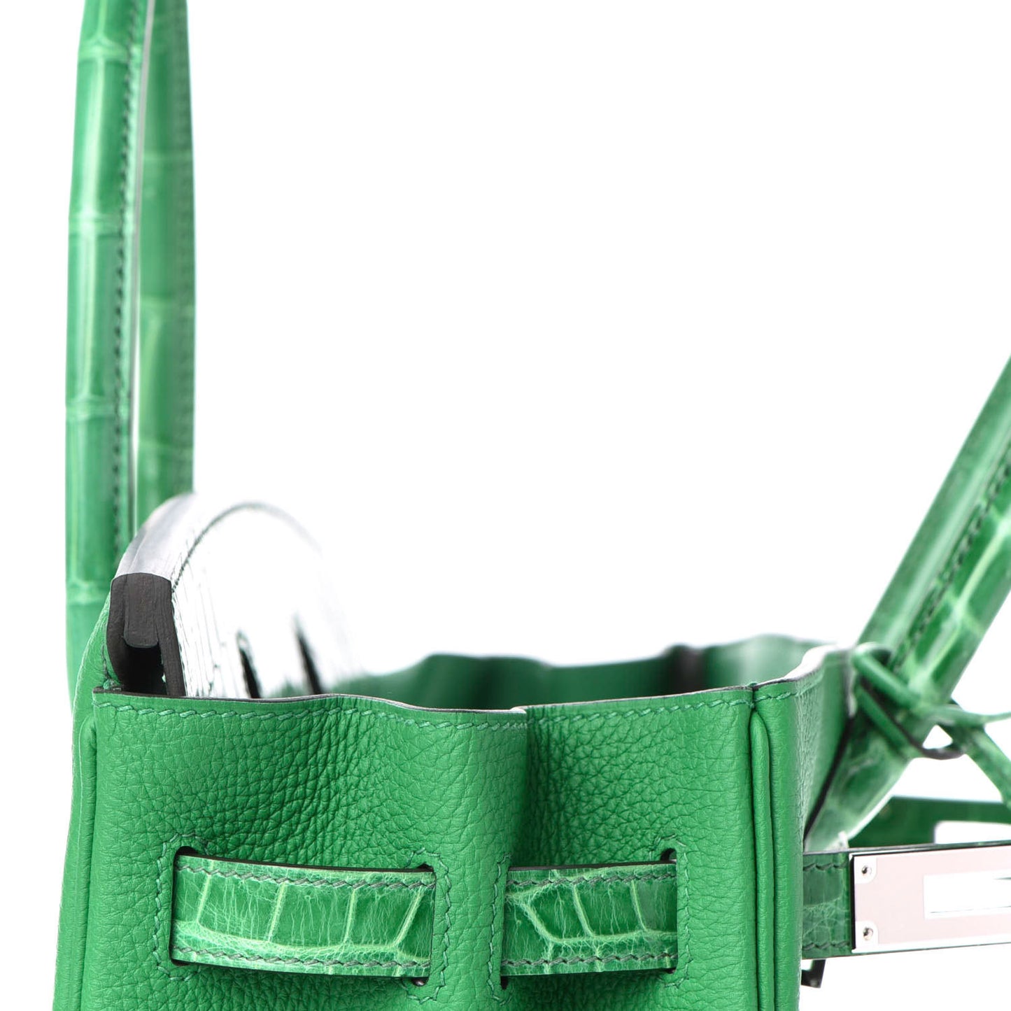 Togo Shiny Niloticus Crocodile Birkin Touch 30 Bamboo Cactus