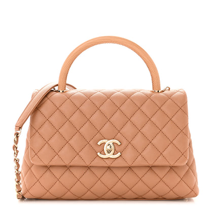 Chanel Caviar Quilted Lizard Embossed Small Coco Handle Flap Brown 1 of 10