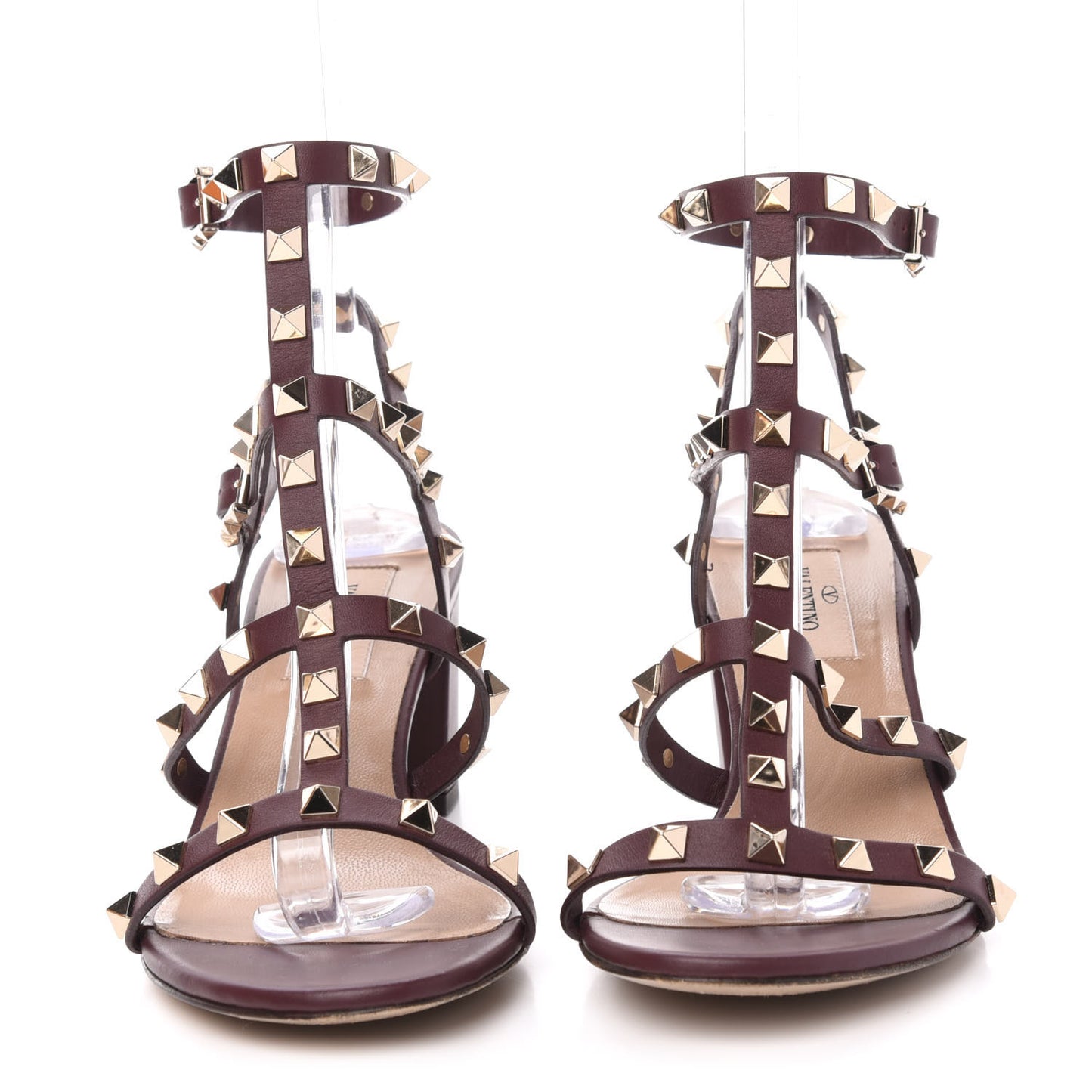 Calfskin Rockstud 60mm City Sandals 37.5 Rubin