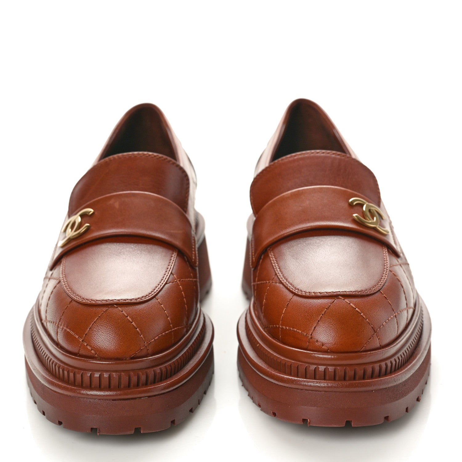 Chanel Calfskin Quilted CC Mocassin Loafers 36 Light Brown 2 of 10