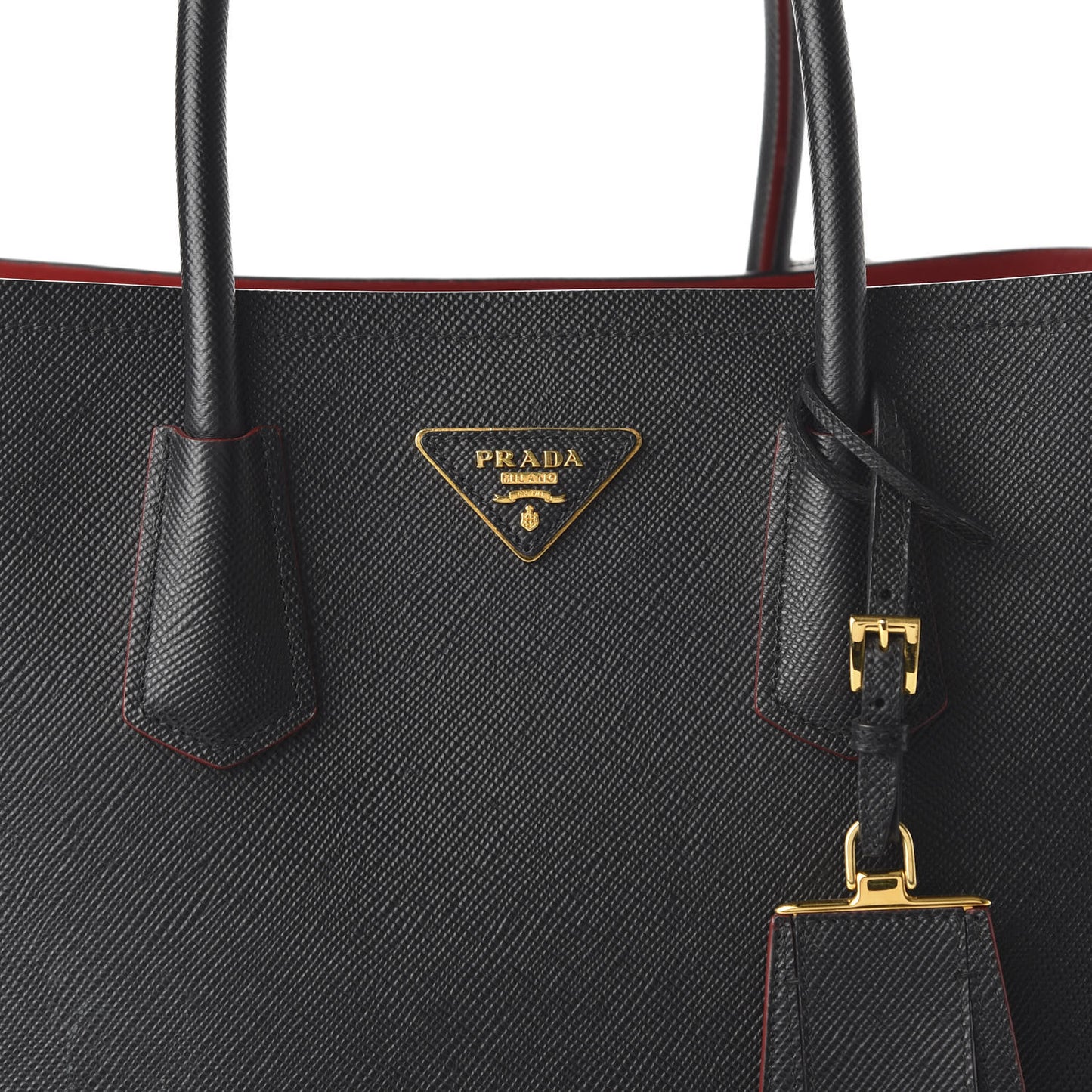 Saffiano Cuir Large Double Bag Black Fuoco