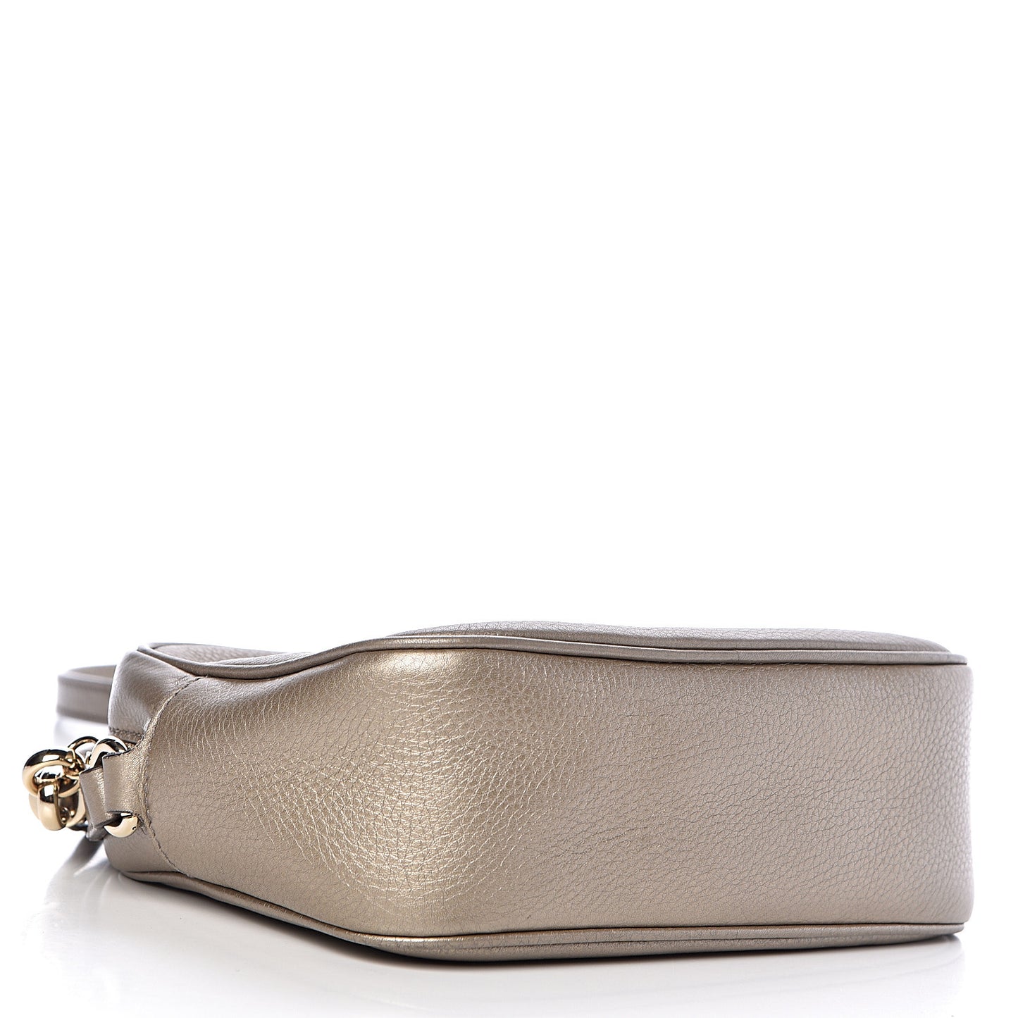 Metallic Pebbled Calfskin Small Soho Disco Bag Golden Beige
