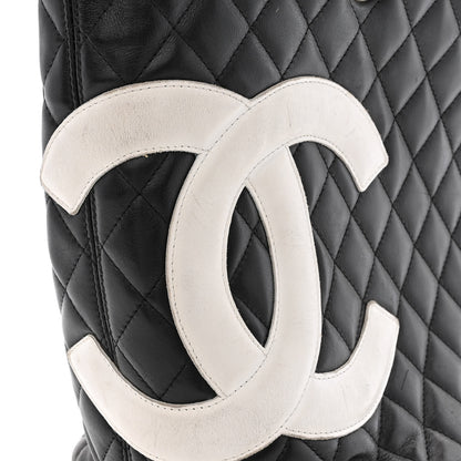 Chanel Calfskin Quilted Large Cambon Tote Black White 14 of 19