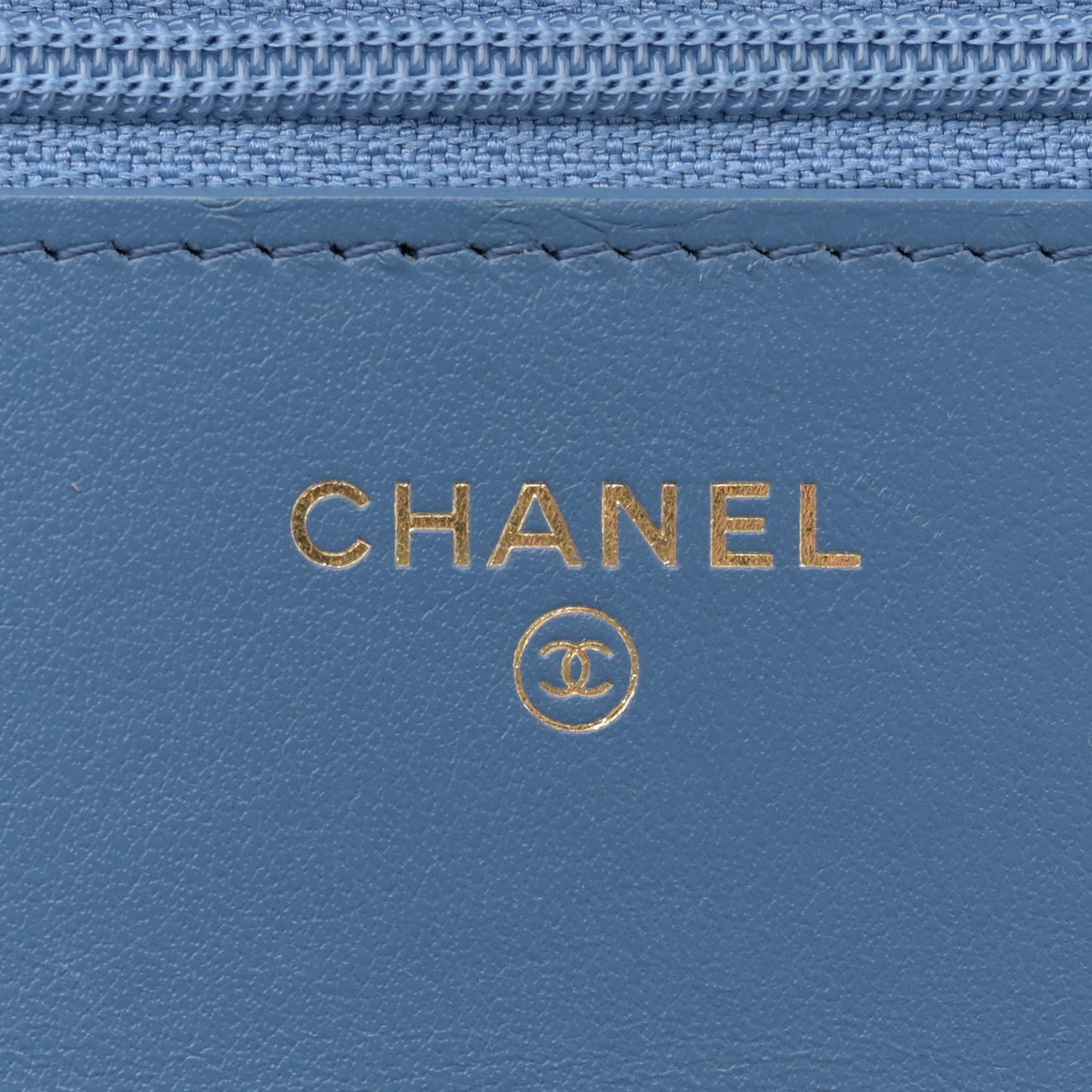 Denim Quilted Chanel 19 Wallet On Chain WOC Blue