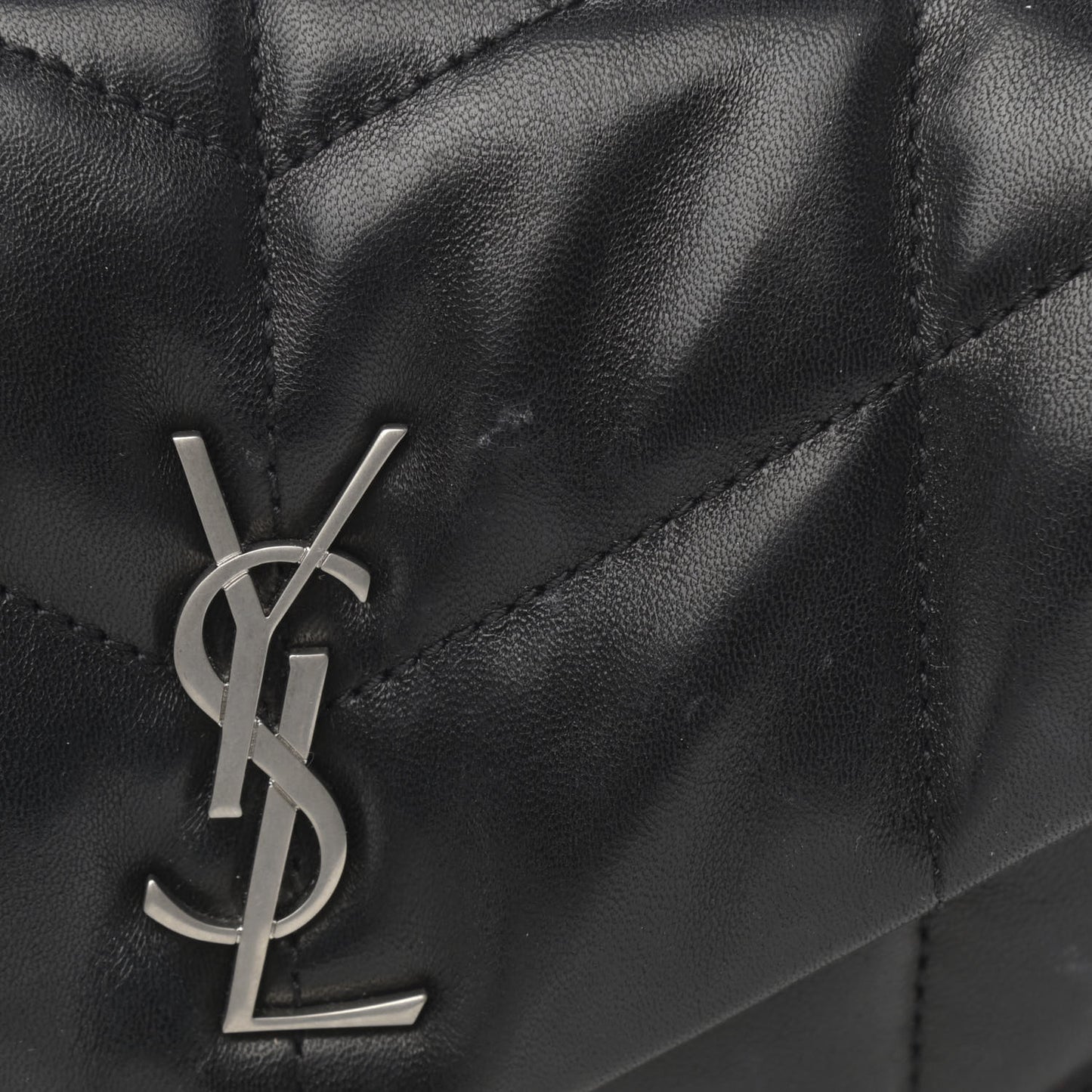 Lambskin Quilted Toy Loulou Puffer Monogram Chain Satchel Black