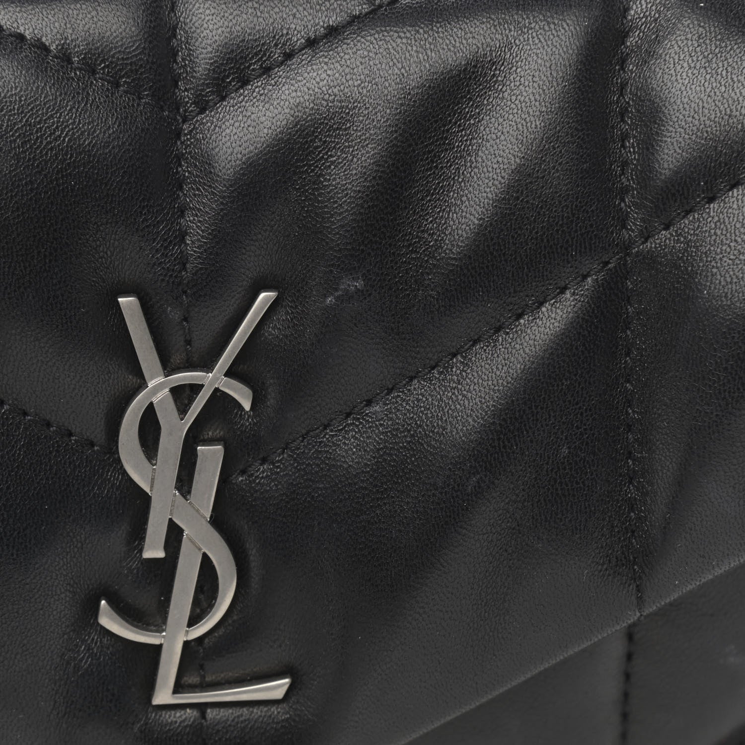 Saint Laurent Lambskin Quilted Toy Loulou Puffer Monogram Chain Satchel Black 12 of 16