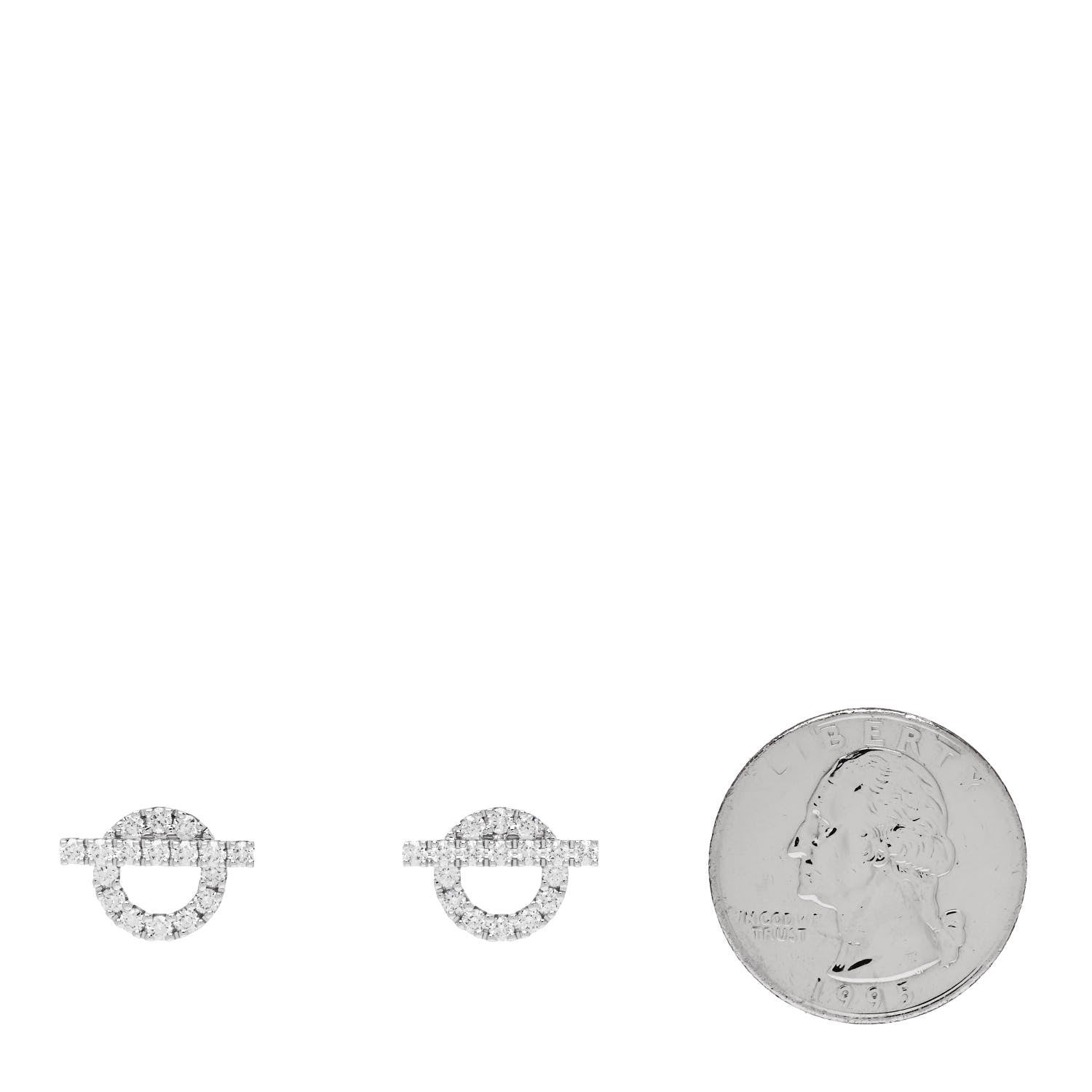 Hermes 18K White Gold Diamond Finesse Earrings 2 of 5