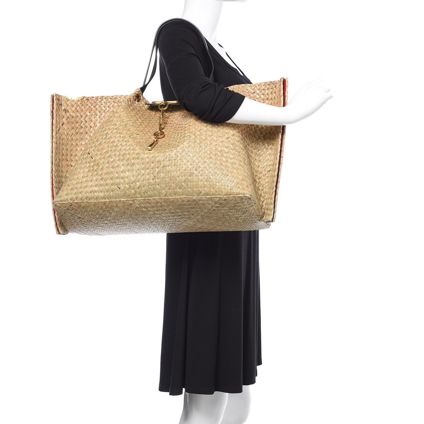 Raffia Large Vlogo Escape Shopper Natural Black Rouge