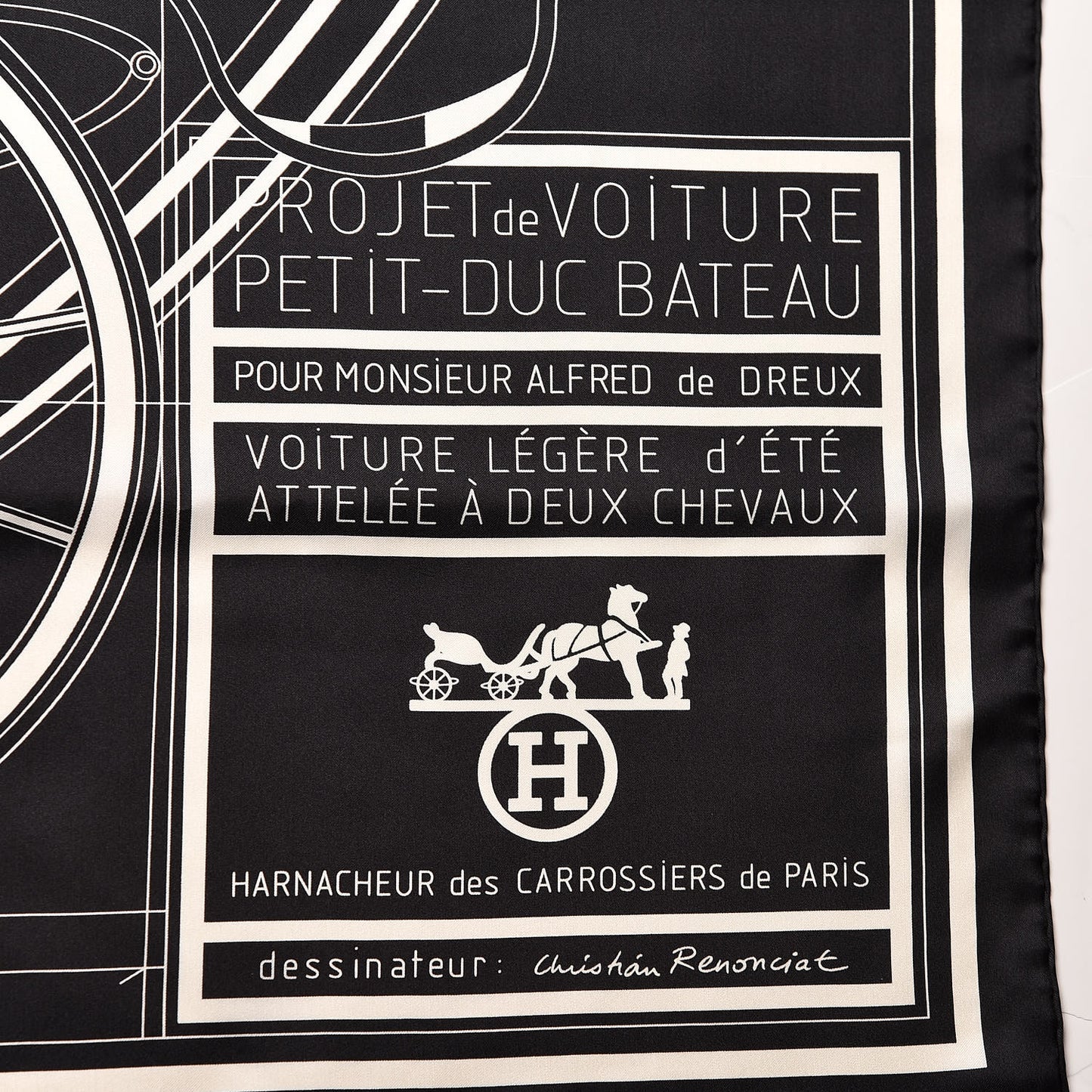 Silk Carre Geant Summer Petit Duc Scarf 140 Black White