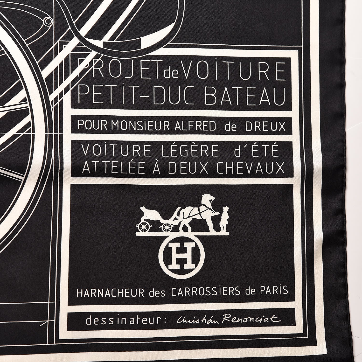 Hermes Silk Carre Geant Summer Petit Duc Scarf 140 Black White 3 of 5