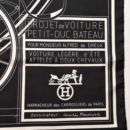 Hermes Silk Carre Geant Summer Petit Duc Scarf 140 Black White 3 of 5