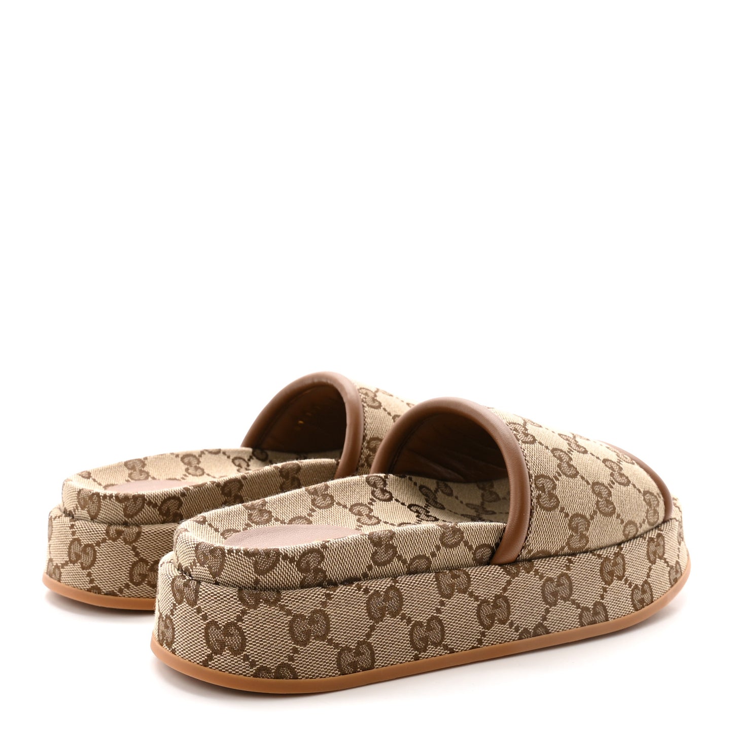 Monogram Womens Platform Sandals 37 Beige Ebony Sundial
