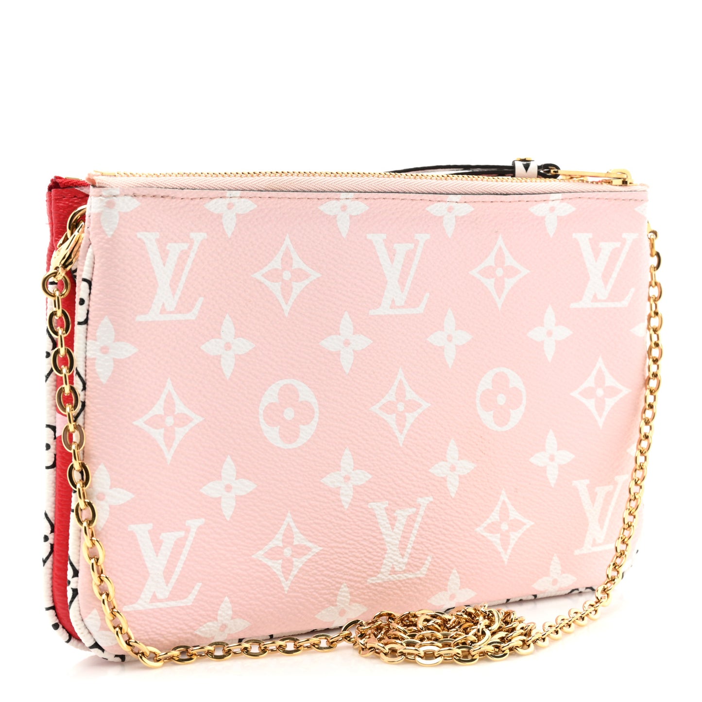Monogram Giant Double Zip Pochette Rouge