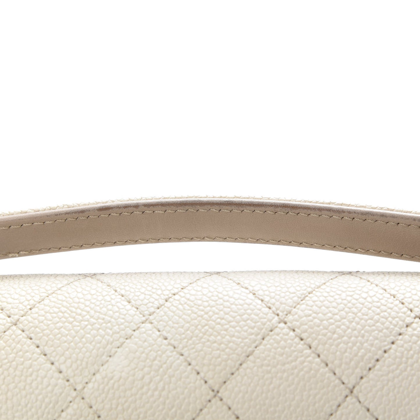 Grained Calfskin Quilted Medium Cuba Top Handle Flap Ivory