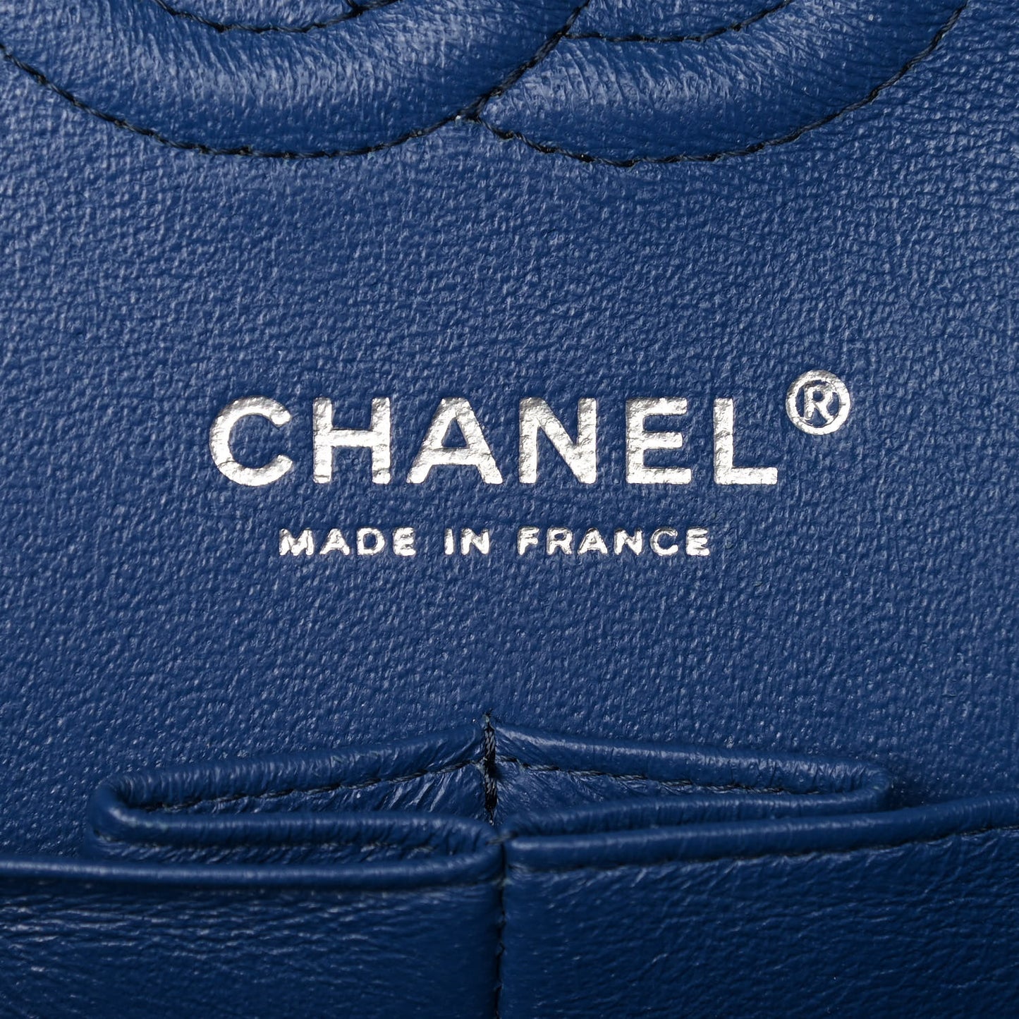 Caviar Chevron Quilted Small Double Flap Blue