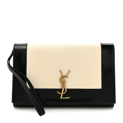 Saint Laurent Nappa Patent Calfskin Two-Toned Monogram Pouch Alabastro Black 1 of 11