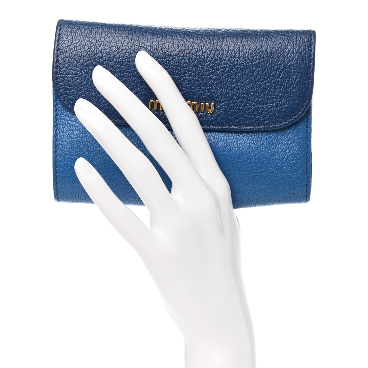 Goatskin Madras Compact Flap Wallet Cobalto Marea