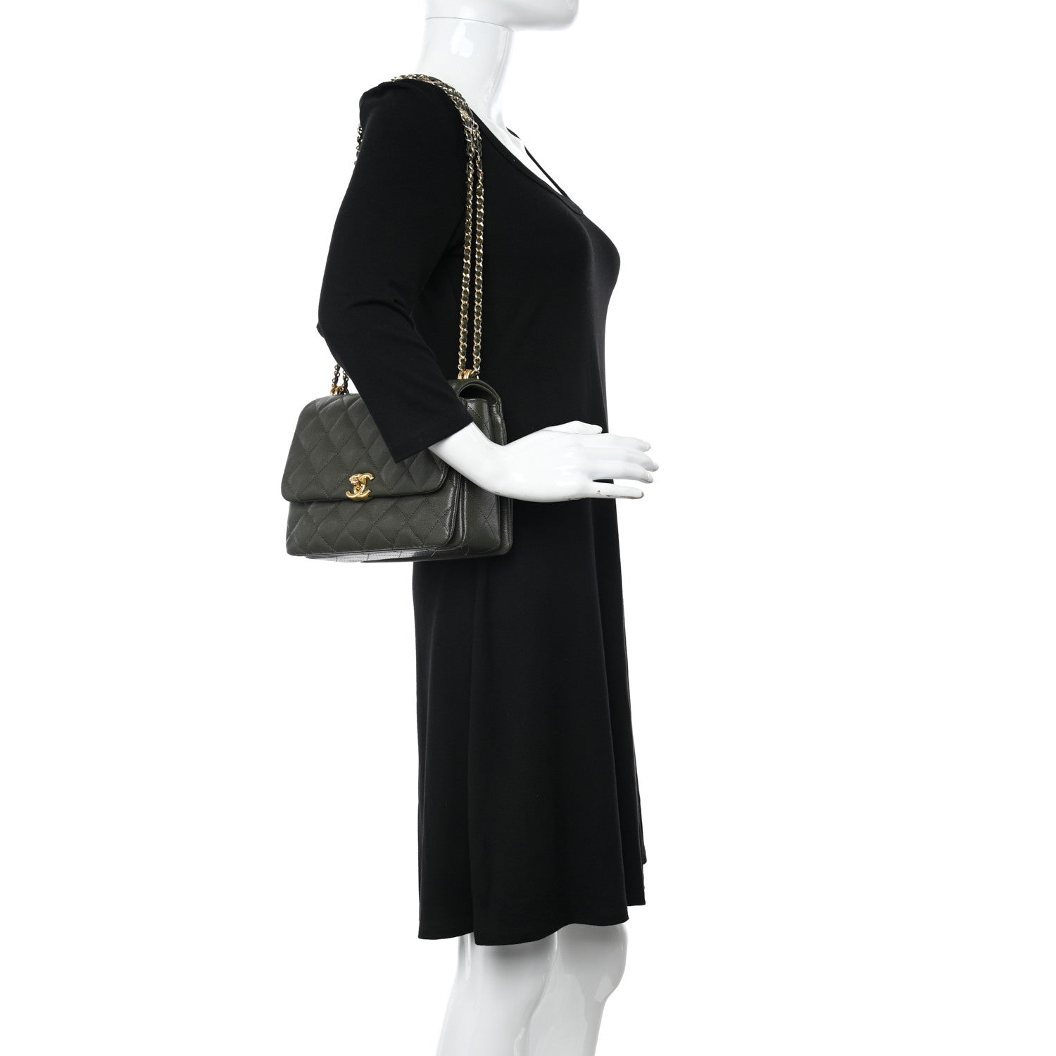 Chanel Caviar Quilted Coco First Flap Khaki 2 of 12